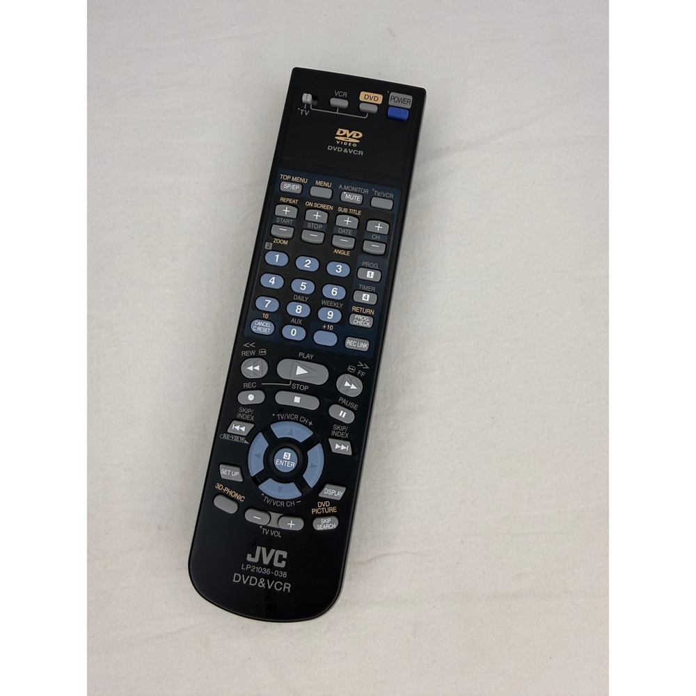 JVC LP21036-038 DVD VCR Combo Remote Control Black OEM Replacement